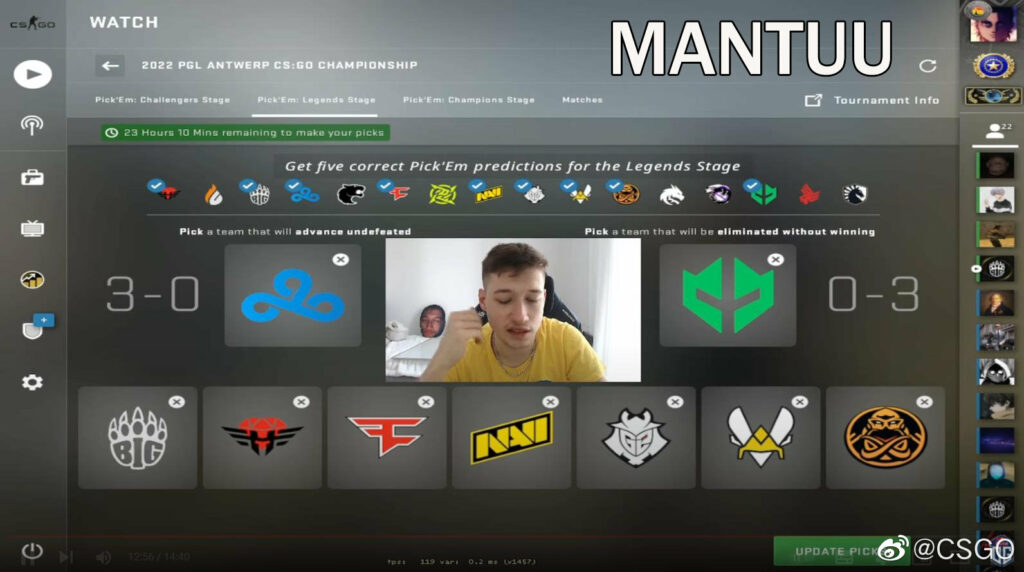 看看那些专业人士的2022 CSGO MAJOR传奇赛竞猜预测  mantuu