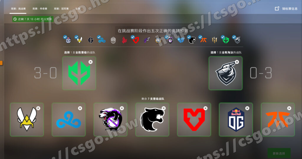 CSGO 2022 里约Major挑战者组竞猜选择